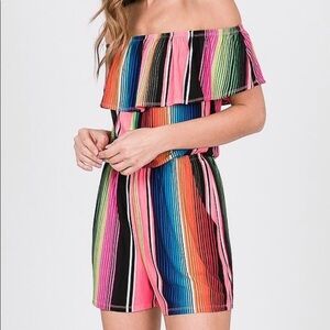 Serape Stripe Off Shoulder Romper